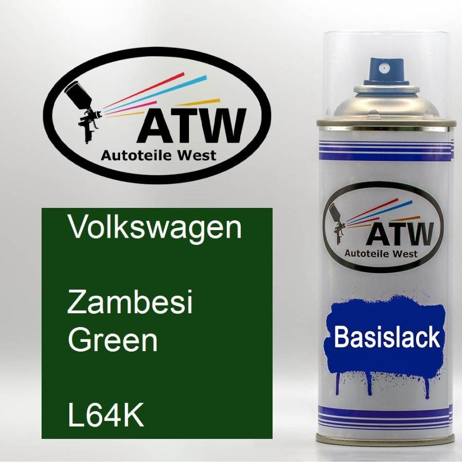 Volkswagen, Zambesi Green, L64K: 400ml Sprühdose, von ATW Autoteile West.